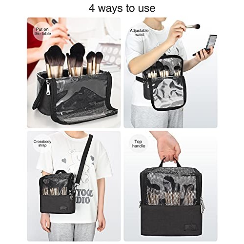 Makeup Brush Case,Makeup Brush Holder with Adjustable Dividers,Large Capacity...