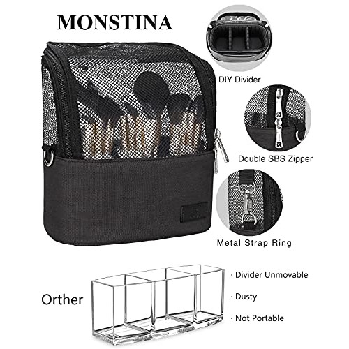 Makeup Brush Case,Makeup Brush Holder with Adjustable Dividers,Large Capacity...