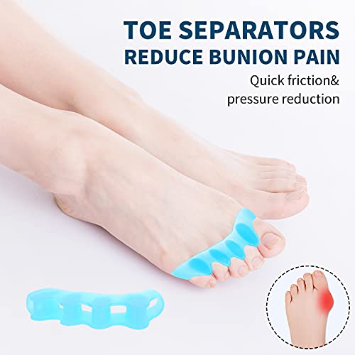 Toe Separators, 5 Pair Soft Gel Toe Spacers to Correct Bunions, Toe Stretcher...