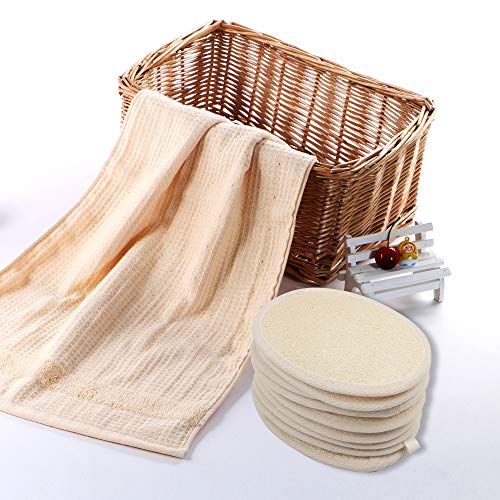 10 Packs Exfoliating Loofah Sponge Pads,Large 4x5.7-100% Natural Luffa and Te...