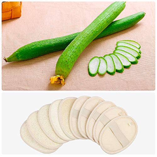 10 Packs Exfoliating Loofah Sponge Pads,Large 4x5.7-100% Natural Luffa and Te...