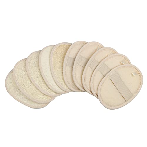 10 Packs Exfoliating Loofah Sponge Pads,Large 4x5.7-100% Natural Luffa and Te...