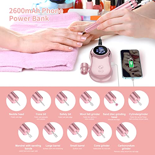 Professional Rechargeable 35000 rpm Nail Drill, Portable Electric E File Mach...