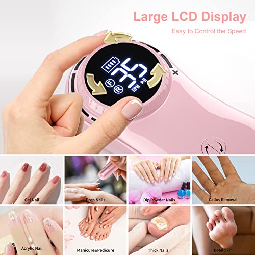 Professional Rechargeable 35000 rpm Nail Drill, Portable Electric E File Mach...