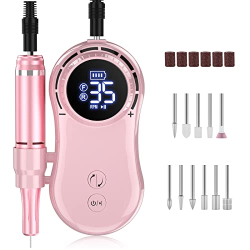 Professional Rechargeable 35000 rpm Nail Drill, Portable Electric E File Mach...