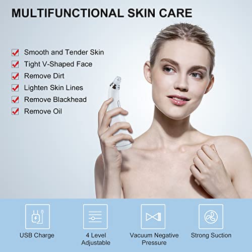 Blackhead Remover Vacuum 4-in-1 Facial Pore Cleaner USB Rechargeable Blackhea...