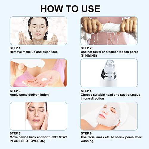 Blackhead Remover Vacuum 4-in-1 Facial Pore Cleaner USB Rechargeable Blackhea...