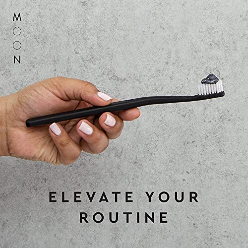 MOON Toothbrushes, Soft Bristle, White and Black Sleek Toothbrushes, 2 Pack