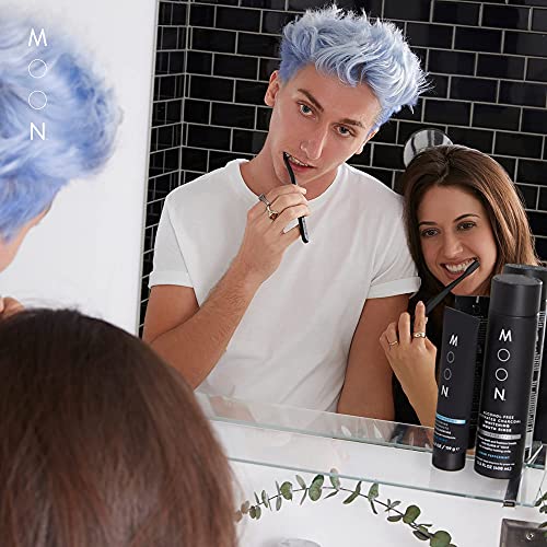 MOON Toothbrushes, Soft Bristle, White and Black Sleek Toothbrushes, 2 Pack