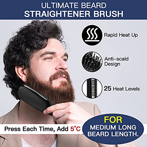 MOONORN Beard Straightener, Men's Beard Straightening Comb Heated Beard Brush...