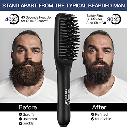 MOONORN Beard Straightener, Men's Beard Straightening Comb Heated Beard Brush...