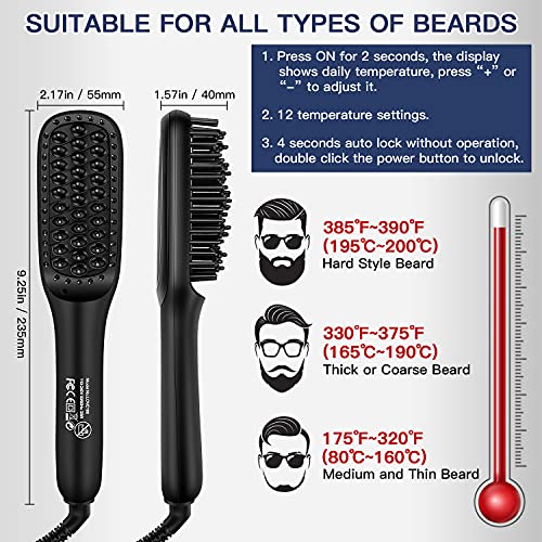 MOONORN Beard Straightener, Men's Beard Straightening Comb Heated Beard Brush...