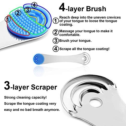 Stainless Steel Professional Tongue Scraper Cleaner for 1 Pcs, Reducing Bad B...