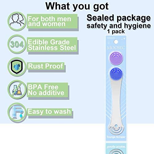 Stainless Steel Professional Tongue Scraper Cleaner for 1 Pcs, Reducing Bad B...