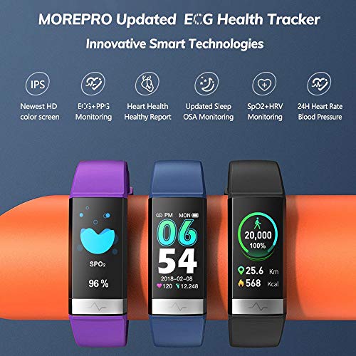 MorePro Fitness Activity Tracker Heart Rate Blood Pressure Monitor, IP68 Wate...