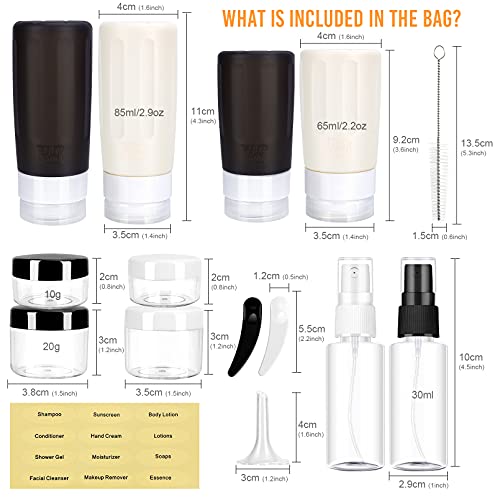 16 Pack Silicone Travel Bottles Set for Toiletries - Morfone TSA Approved Tra...