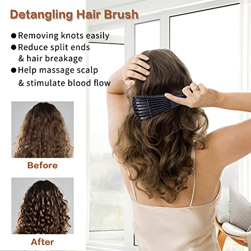 8PCS Detangling Brush and Comb, MORGLES Detangling Hair Brush Wide Tooth Comb...