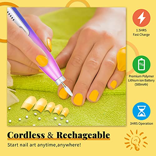 Electric Nail Drill,Morgles Cordless Nail Drill Rechargeable Electric Nail Fi...