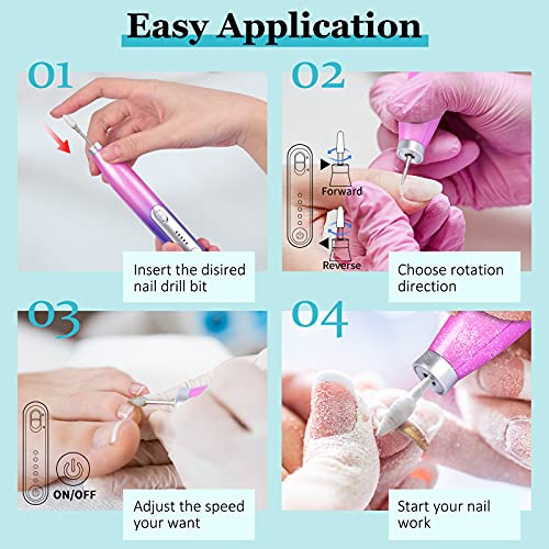 Electric Nail Drill,Morgles Cordless Nail Drill Rechargeable Electric Nail Fi...