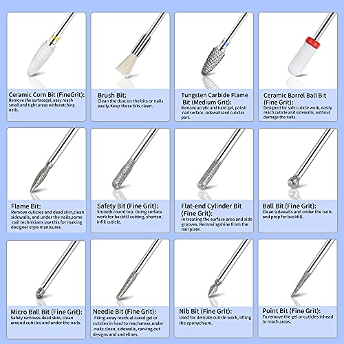 Electric Nail Drill,Morgles Cordless Nail Drill Rechargeable Electric Nail Fi...