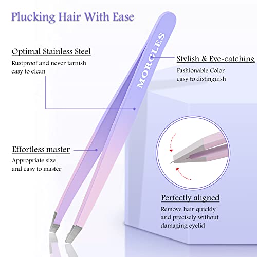 Eyebrow Tweezers, MORGLES Professional Tweezers for Eyebrows Stainless Steel ...