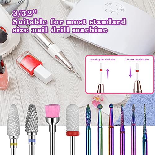 Nail Drill Bits,Morgles 10Pcs 3/32''Nail Drill Bits Set Cuticle Drill Bits fo...