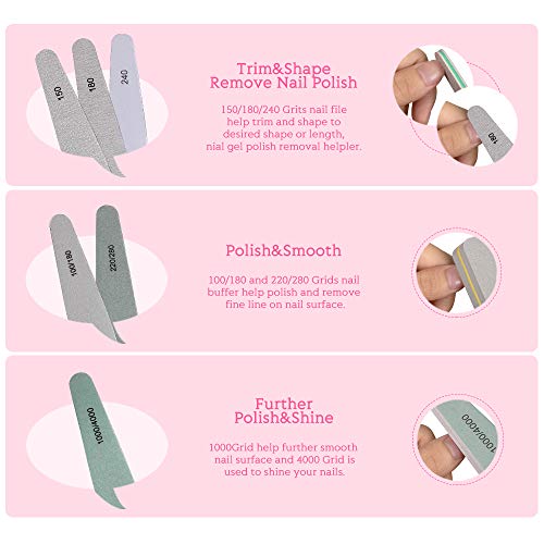 Nail Files, MORGLES Emery Boards Nail File Professional Grit Nail File Pack f...