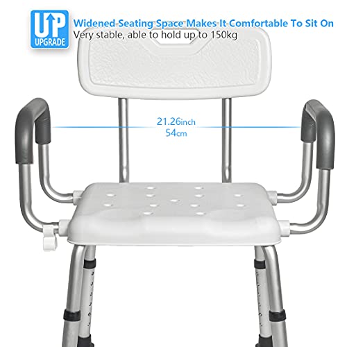 Morimoe Shower Chair for Elderly,Wide Seat,Easy Assembly,Adjustable Height,No...