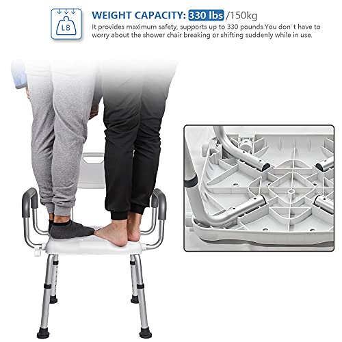 Morimoe Shower Chair for Elderly,Wide Seat,Easy Assembly,Adjustable Height,No...