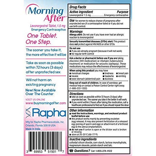 Morning After (TM) Pill, Levonorgestrel Tablet, 1.5 mg Emergency Contraceptiv...