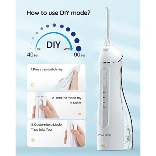 Water Flosser Cordless, Mornwell 4 Modes Dental Oral Irrigator with 4 Jet Tip...