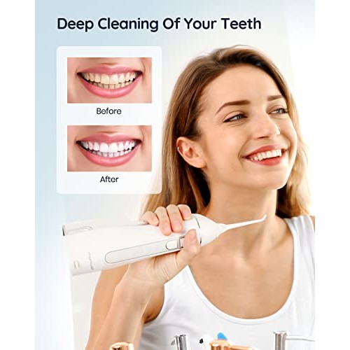 Water Flosser Cordless, Mornwell 4 Modes Dental Oral Irrigator with 4 Jet Tip...