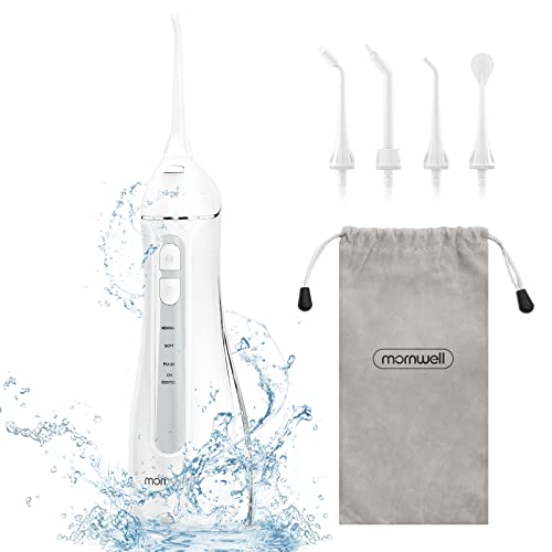 Water Flosser Cordless, Mornwell 4 Modes Dental Oral Irrigator with 4 Jet Tip...