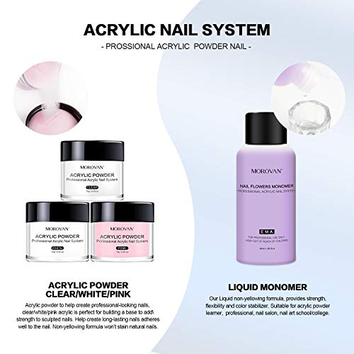 Morovan Acrylic Nail Kit Acrylic Powder and Professional Liquid Monomer set w...