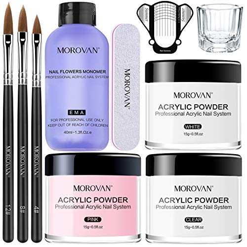 Morovan Acrylic Nail Kit Acrylic Powder and Professional Liquid Monomer set w...