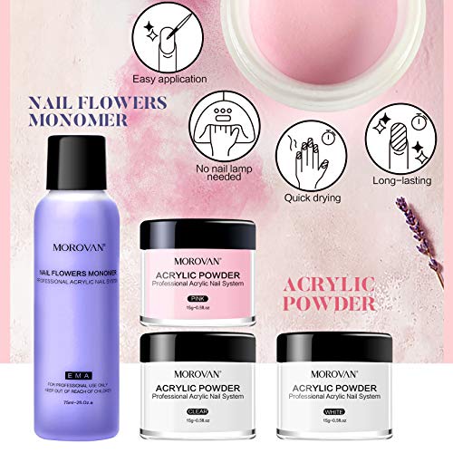 Morovan Acrylic Nail Kit Liquid Monomer Set - Glitter Powder and Carving Powd...