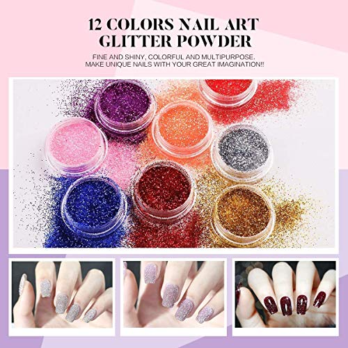 Morovan Acrylic Nail Kit Liquid Monomer Set - Glitter Powder and Carving Powd...