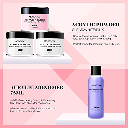 Morovan Acrylic Nail Kit Liquid Monomer Set - Glitter Powder and Carving Powd...