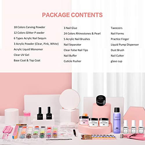 Morovan Acrylic Nail Kit Liquid Monomer Set - Glitter Powder and Carving Powd...