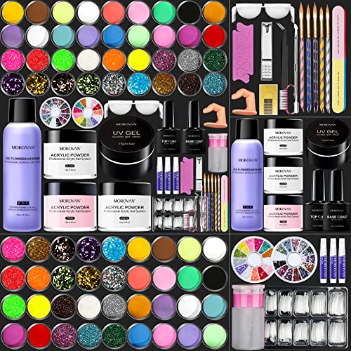 Morovan Acrylic Nail Kit Liquid Monomer Set - Glitter Powder and Carving Powd...