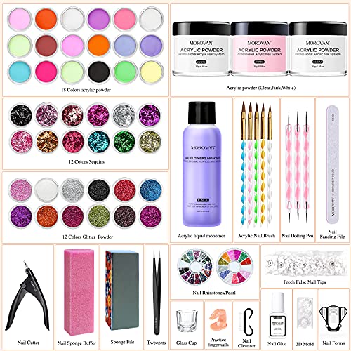 Morovan Acrylic Nail Kit - Professional Acrylic Powder and Liquid Monomer Set...