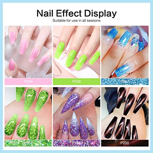 Morovan Cat Eye Poly Nail Gel Kits- 6 Colors Glitter Poly Extension Gel Nail ...