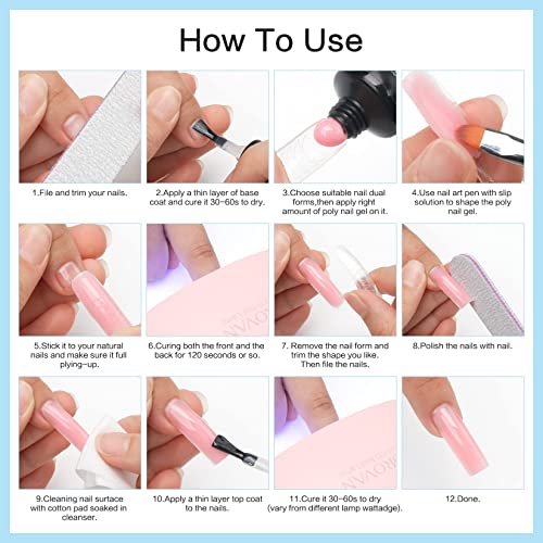 Morovan Cat Eye Poly Nail Gel Kits- 6 Colors Glitter Poly Extension Gel Nail ...
