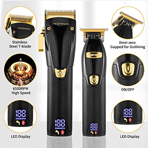 MOSMAOO Professional Cordless Hair Clippers and Hair Trimmer Combo Set for Ba...