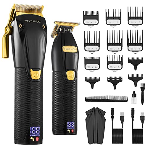 MOSMAOO Professional Cordless Hair Clippers and Hair Trimmer Combo Set for Ba...