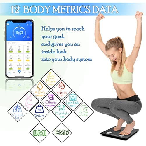 Smart Scale, Wireless Digital Bathroom Scale for Body Weight, Bluetooth Body ...