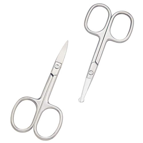 Motanar Eyebrow and Nose Hair Scissors, 3.7” Stainless Steel Professional Fac...