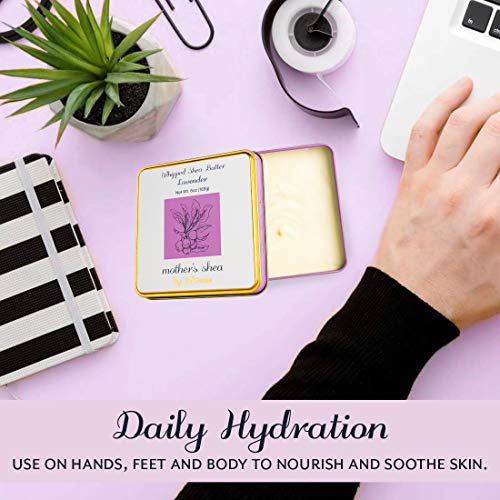 Mother's Shea by Eu'Genia Shea Butter (Lavender Scent, 6 Oz Tin) 100% Pure Ra...