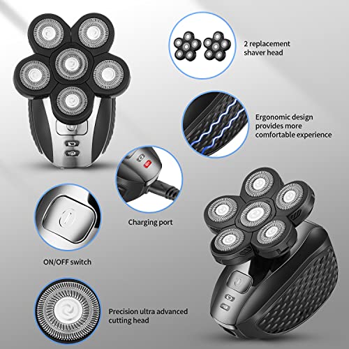 MOTLATA 6D Electric Shaver for Bald Men 7 in 1 Professional Mens Razors Rotar...