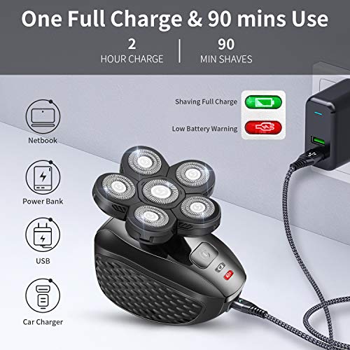 MOTLATA 6D Electric Shaver for Bald Men 7 in 1 Professional Mens Razors Rotar...